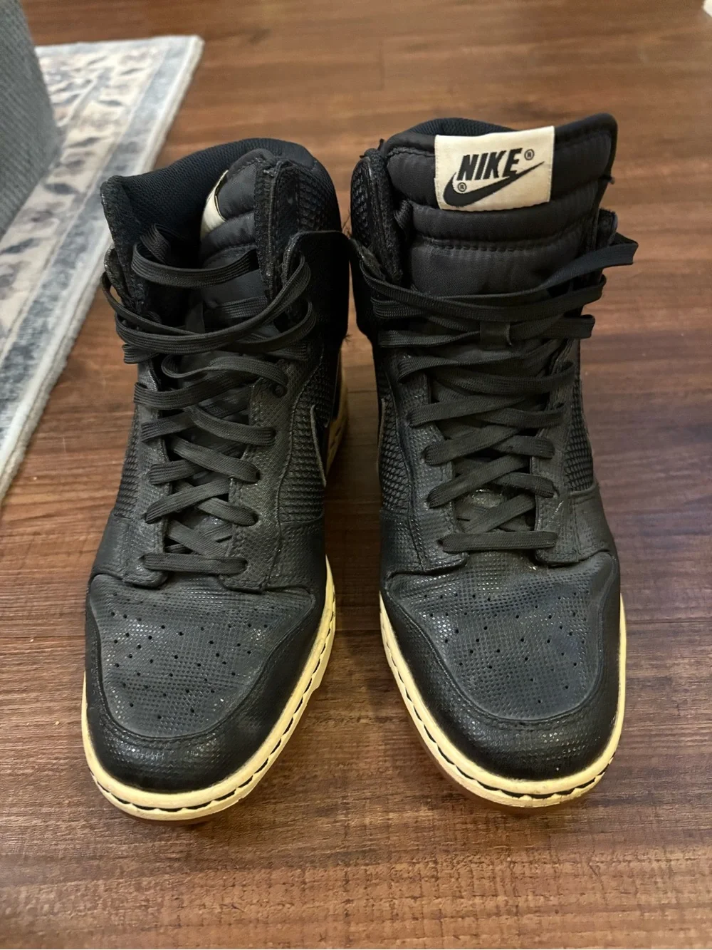Nike Black High-Top Wedge Sneakers with Cream Midsole